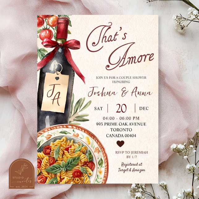 Convites Chá de Noiva That's Amore Massa e Vinho (Criador carregado)