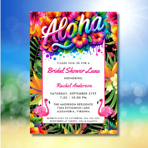 Convites Chá de Noiva Tropical Aloha Luau