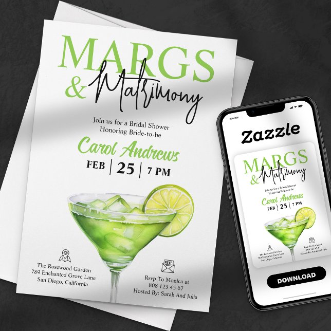 Convites Chá de Noiva Tropical Margs & Matrimony (Criador carregado)