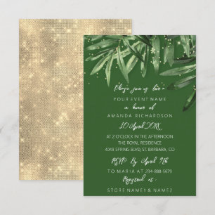 Convites Chá de Noiva Tropical Sage Verde Dourado Elegante