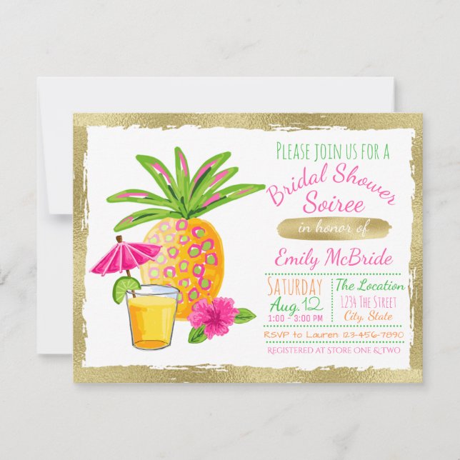 Convites Chá de Noiva Tropical Soiree (Frente)