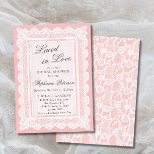 Convites Chá de Noiva Vintage Rosa Entrelaçado em Amor