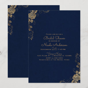 Convites Chá de Noiva Vintage Rústico Luxuoso Rosa Azul e D