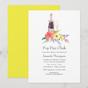 Convites Chá de Noiva Watercolor Floral Pop Fizz Clink