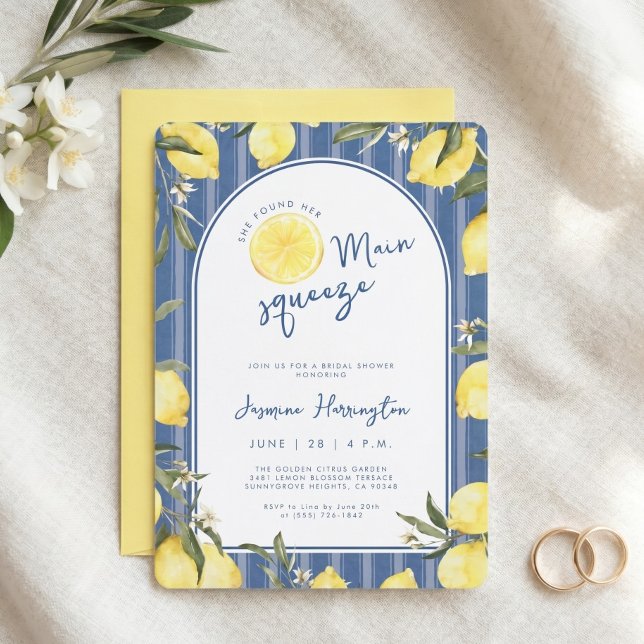 Convites Chá de Noiva Watercolor Lemon Main Squeeze (Criador carregado)