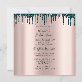 Convites Chá de panela 16th Drips Rosa Teal Photo