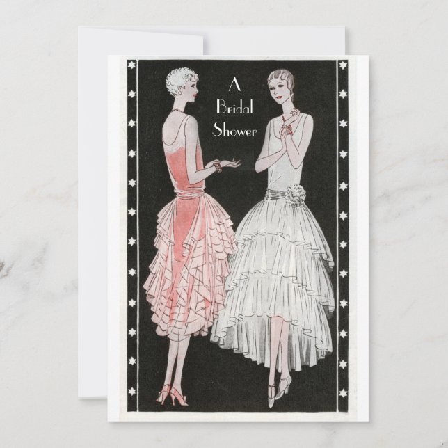 Convites Chá de panela à moda dos Flappers dos anos 20 do (Frente)