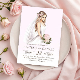 Convites Chá de panela A Ser De Noiva Cor-De-Rosa Elegante