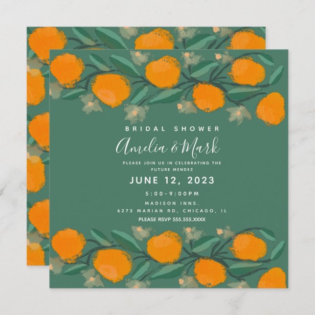 Convites Chá de panela Abstrato de cor laranja Desenhada à  (Frente/Verso)