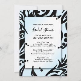 Convites Chá de panela abstrato preto e azul tribal