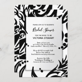 Convites Chá de panela abstrato preto e branco tribal