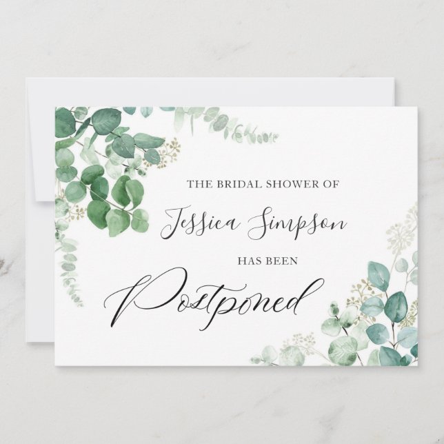 Convites Chá de panela adiado Altere a data Eucalyptus (Frente)