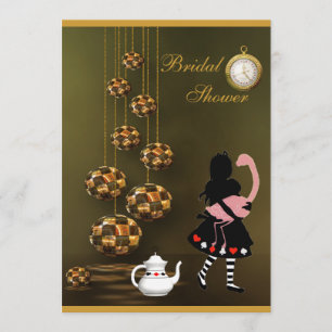 Convites Chá de panela Alice & Flamingo Wonderland