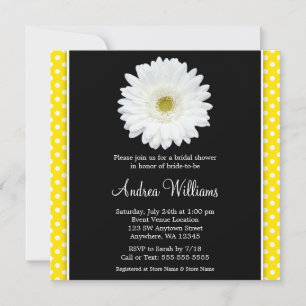 Convites Chá de panela Amarelo de Gerbera Daisy White