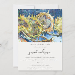 Convites Chá de panela Amarelo de girassol de Script Russo