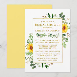 Convites Chá de panela Aquarela Verde Girassóis Dourados