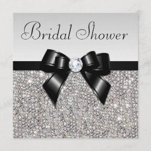 Convites Chá de panela Arco Preto Quic Sequins Faux Silver