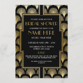 Convites Chá de panela art Deco 1920's Black and Dourado Pa