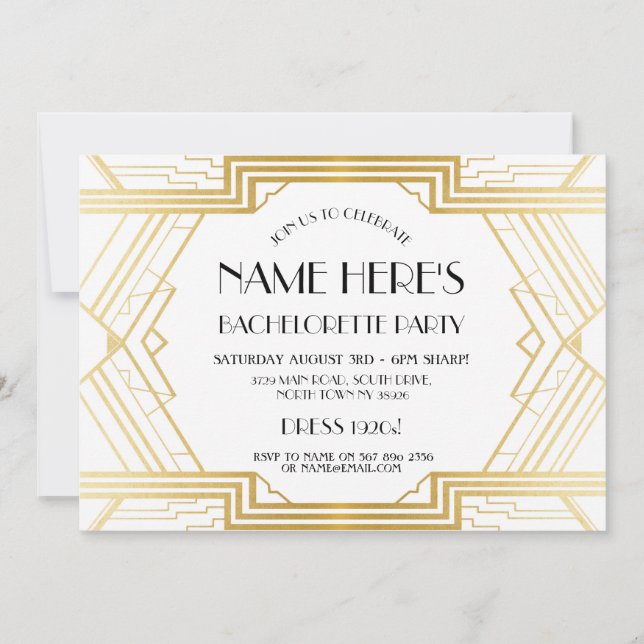 Convites Chá de panela Art Deco de 1920 (Frente)