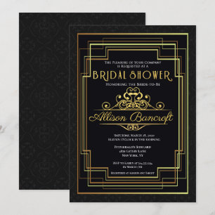 Convites Chá de panela Arte Deco do Roaring 20