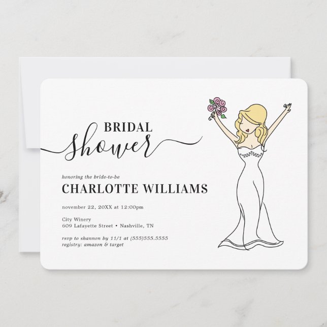 Convites Chá de panela Avatar Personalizável| Cabelo Longo (Frente)