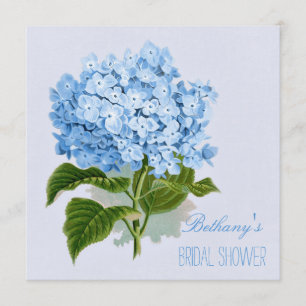 Convites Chá de panela azul da flor do Hydrangea do vintage