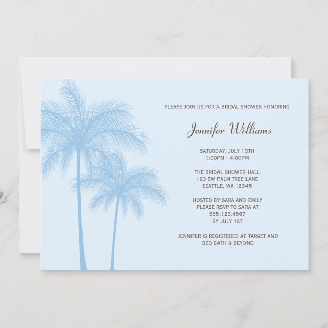 Convites Chá de panela azul da palmeira (Frente)