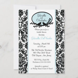 Convites Chá de panela Azul Damask