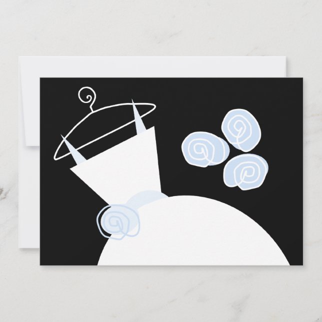 Convites Chá de panela azul de Casamento preto (Frente)