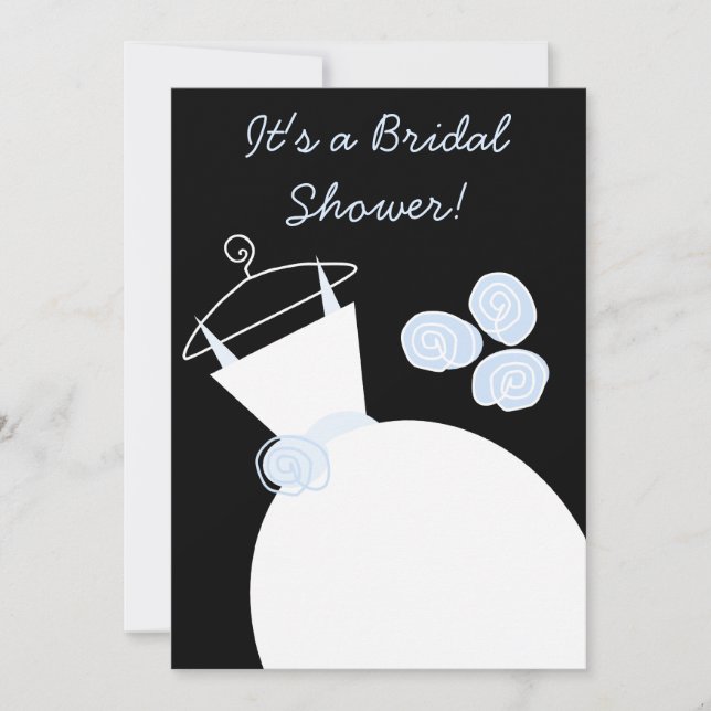 Convites Chá de panela Azul de Casamento preto (Frente)