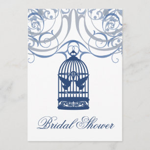 Convites Chá de panela azul de encantamento do Birdcage de