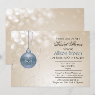 Convites chá de panela azul do inverno dos flocos de neve