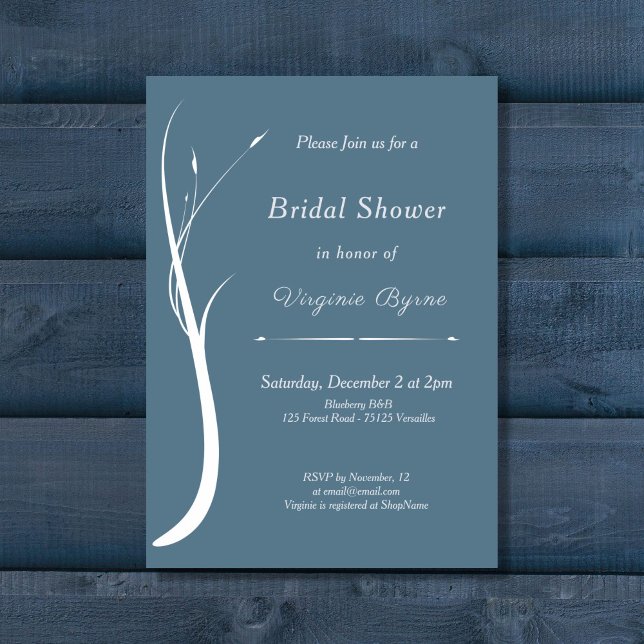 Convites Chá de panela Azul Dusty (Dusty Blue Bridal Shower Invitation)