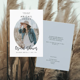 Convites Chá de panela Azul Dusty de Fotografia Moderna