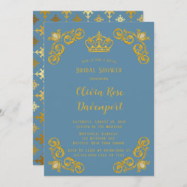 Convites Chá de panela Azul e Dourado da Coroa Real