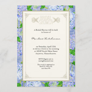 Convites Chá de panela Azul Hidrangea Lace Floral Formal