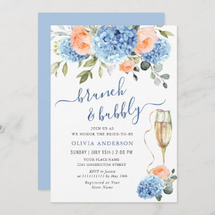 Convites Chá de panela Azul Hydrangea Blush Pink Rosado