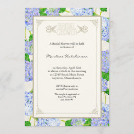 Convites Chá de panela Azul Hydrangea Lace Floral Formal