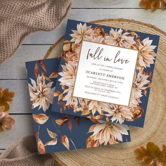 Convites Chá de panela azul marinho (Navy Blue Bridal Shower Invitation
)