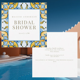 Convites Chá de panela azul mediterrânico