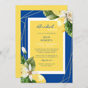 Convites Chá de panela azul-mediterrânico e amarelo