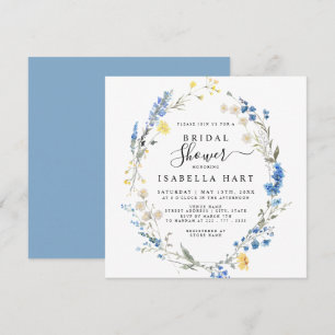 Convites Chá de panela Azul Selvagem Floral Dusta Azul