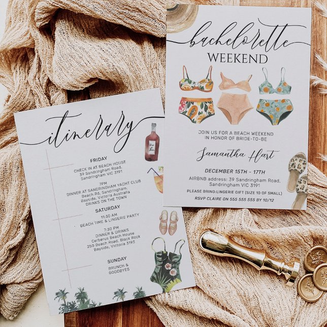 Convites Chá de panela Bachelorette do Beach Weekend (Criador carregado)