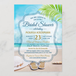 Convites Chá de panela Beach Wedding Hat Palm Leaf Seashell