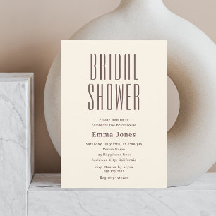 Convites Chá de panela Beige Minimalista Sans Serif