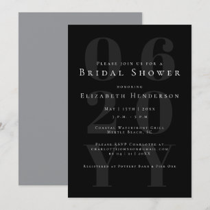 Convites Chá de panela Black Minimalist Bold Type