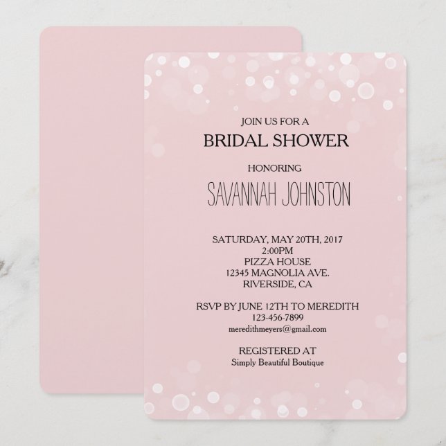 Convites Chá de panela Bloco de Confetti Branco Cor-de-Rosa (Frente/Verso)