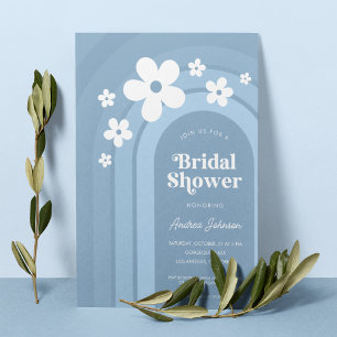 Convites Chá de panela Blue Daisy Boho Rainbow Ombre 70s