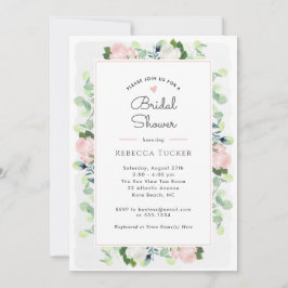 Convites Chá de panela Blush Pink Roses Greenery Boho