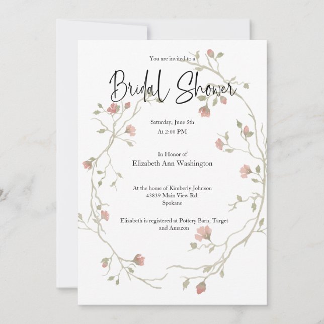 Convites Chá de panela Boêmian Watercolor (Frente)